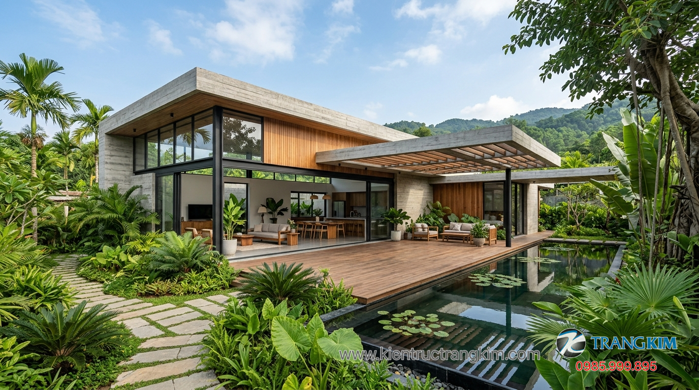 Tối ưu trải nghiệm sống và giá trị lâu dài 1 Ảnh minh hoạ: Biệt thự vườn hiện đại với không gian xanh và thiết kế mở