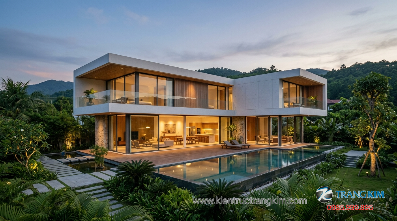 Ảnh minh hoạ: Biệt thự vườn hiện đại với thiết kế hình khối và không gian mở