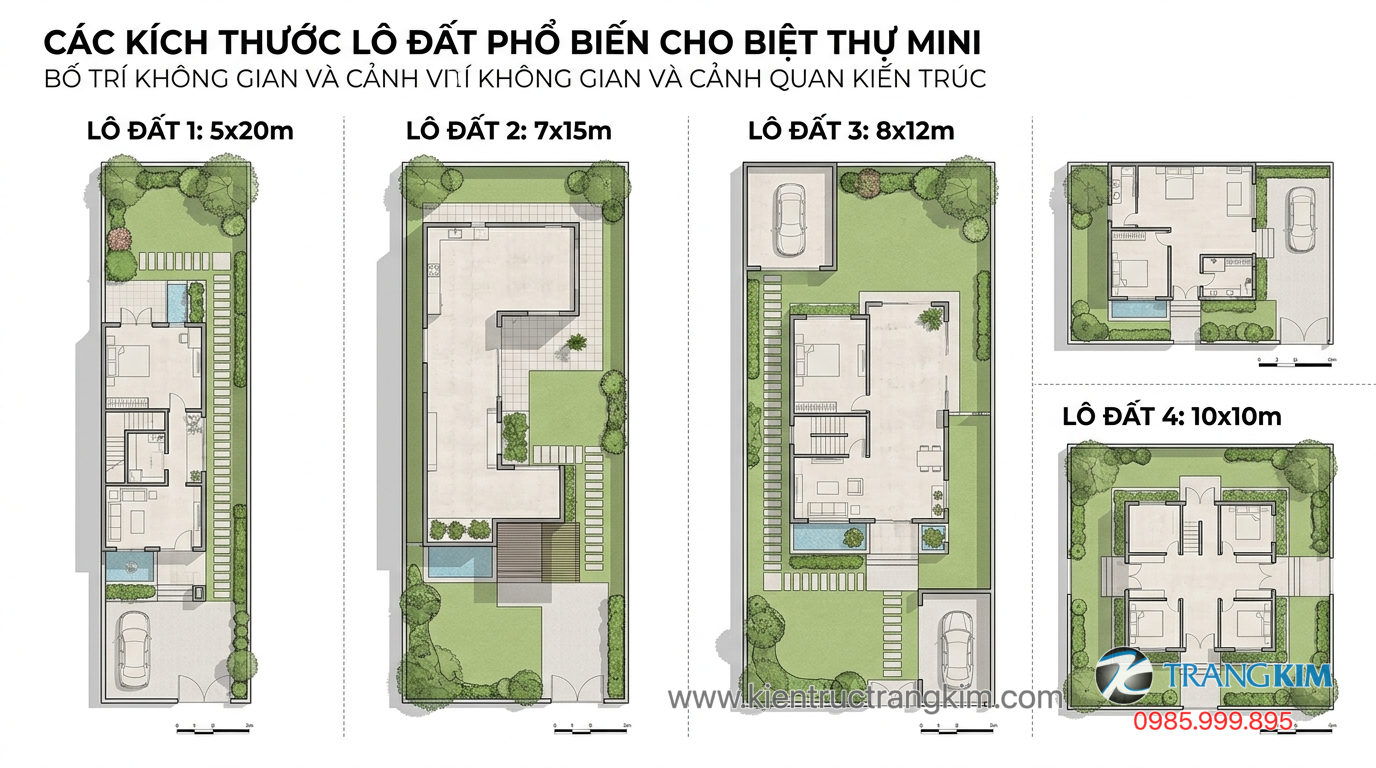 Ảnh minh hoạ: Các kích thước lô đất phổ biến trong thiết kế biệt thự mini
