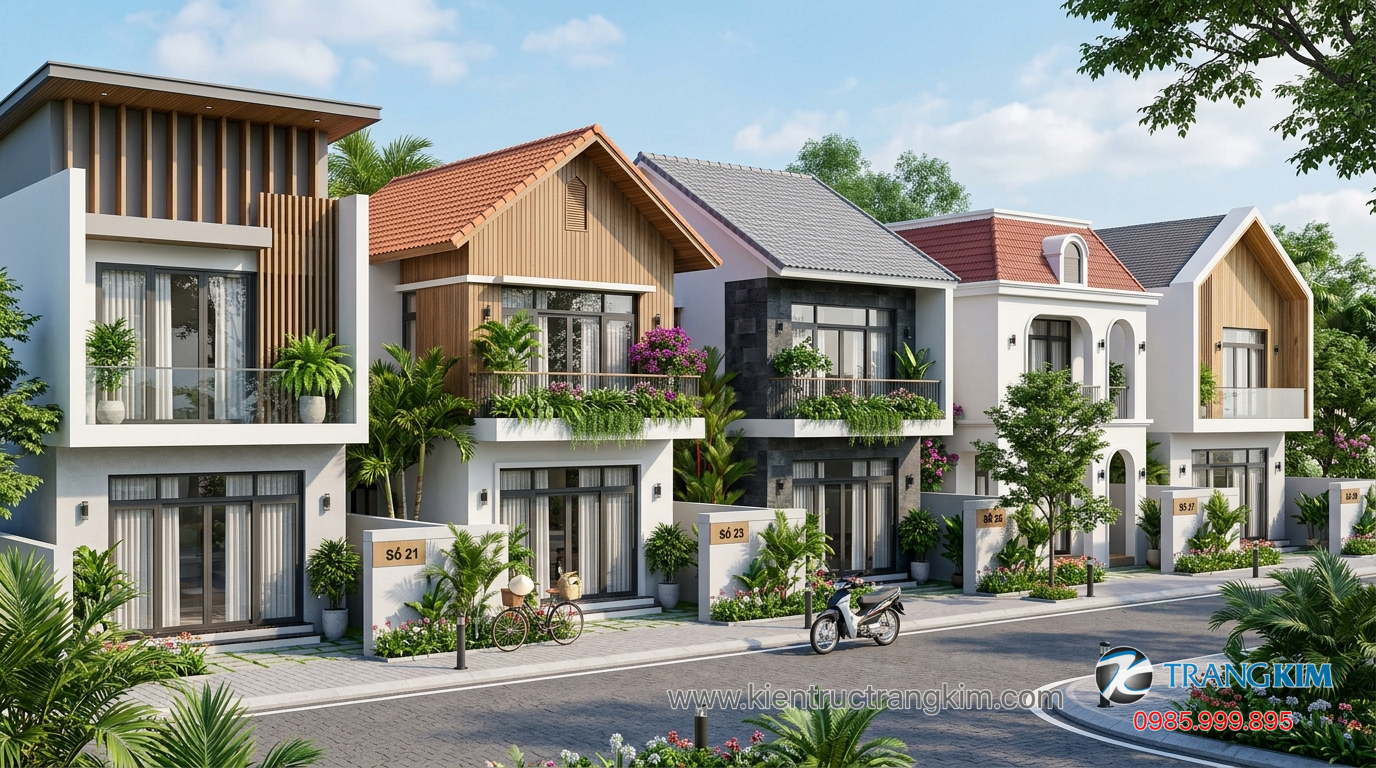 Mẫu nhà 2 tầng 100m2 mái Thái 1 Ảnh minh hoạ: các mẫu nhà đẹp 2 tầng 100m2 với nhiều kiểu mái khác nhau