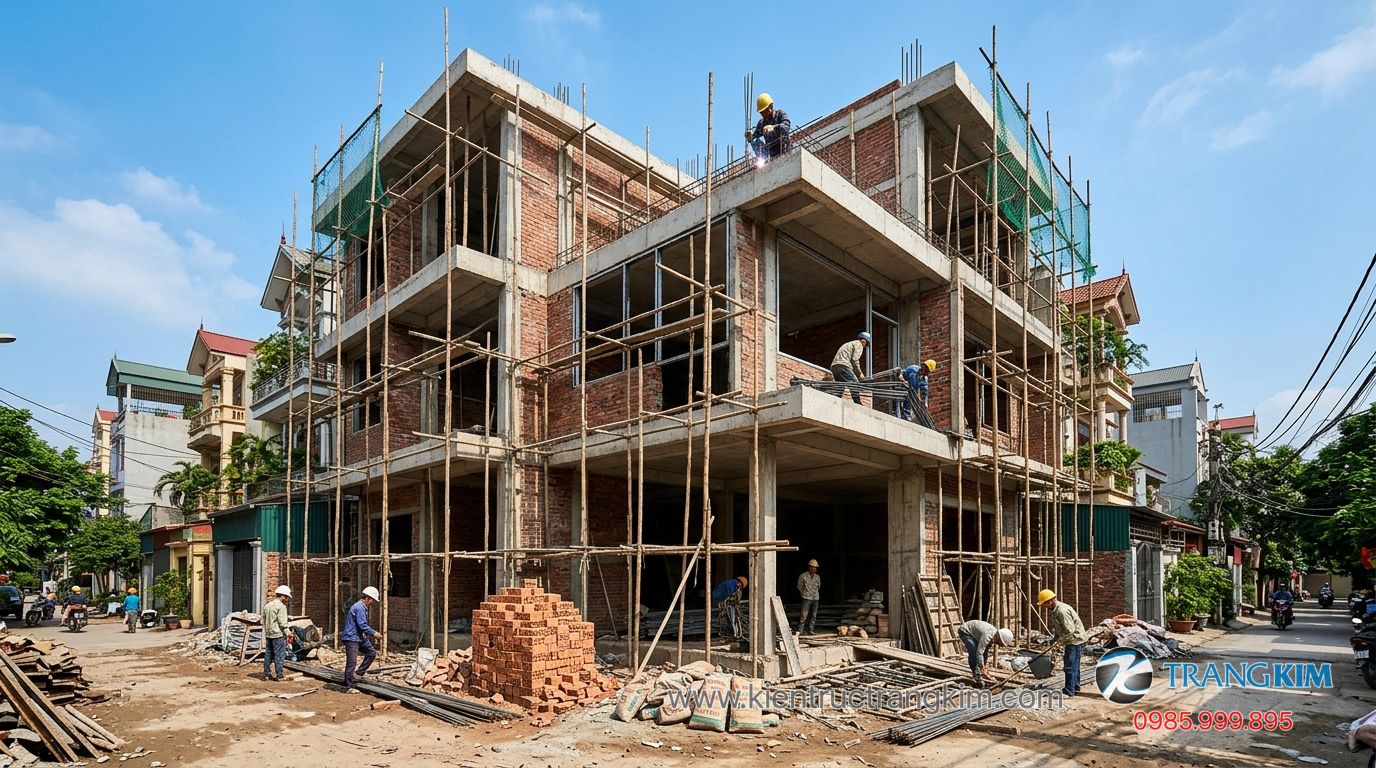 Ảnh minh hoạ: Công trình biệt thự 3 tầng đang thi công thực tế