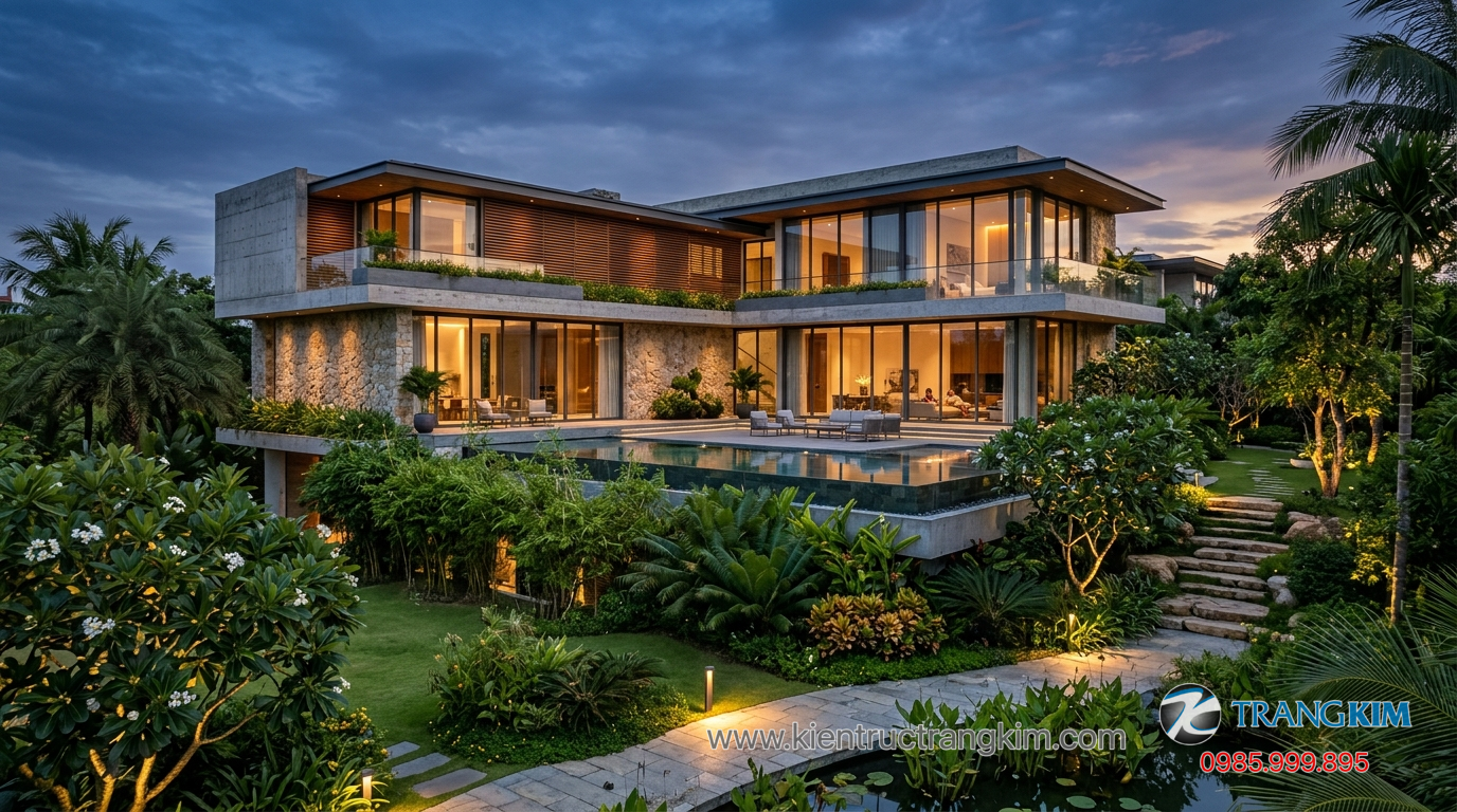 Ảnh minh hoạ: Công trình biệt thự hiện đại với không gian sân vườn
