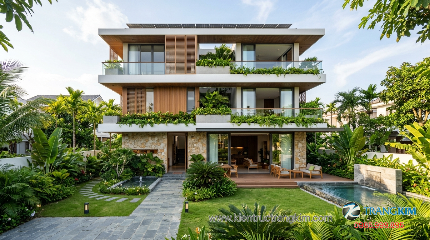 Ảnh minh hoạ: Công trình biệt thự vườn 3 tầng hoàn thiện thực tế