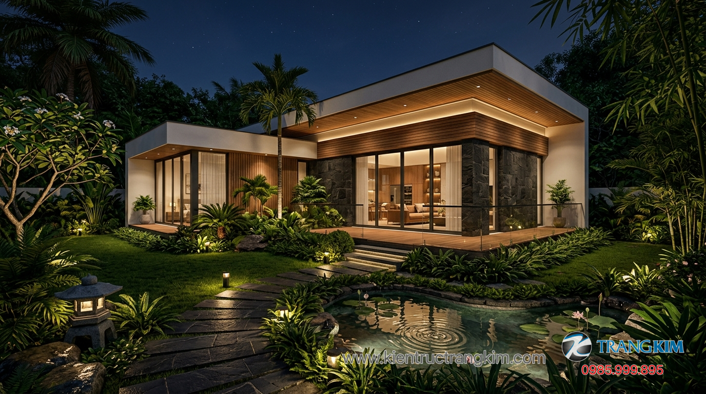 Ảnh minh hoạ: Công trình biệt thự vườn mini hoàn thiện với không gian xanh hài hoà