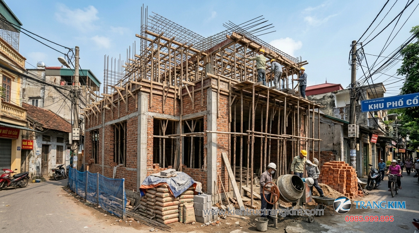 Ảnh minh hoạ: Công trình nhà 1 tầng đang thi công phần thô