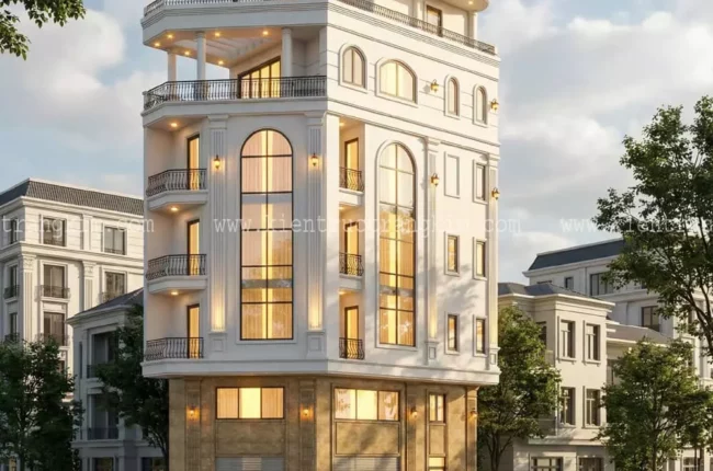 Thiết kế nhà căn góc 5 tầng 1 lửng 1 tum tại Kiều Mai, Hà Nội. Thiết kế nhà căn góc 5 tầng 1 lửng 1 tum tại Kiều Mai, Hà Nội.