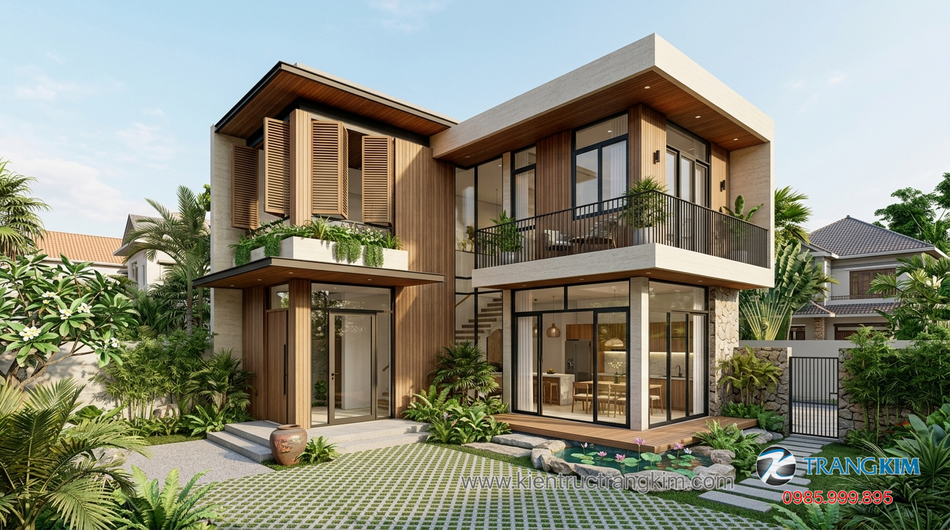 Ảnh minh hoạ: Không gian biệt thự mini 2 tầng tối ưu ánh sáng và thông gió