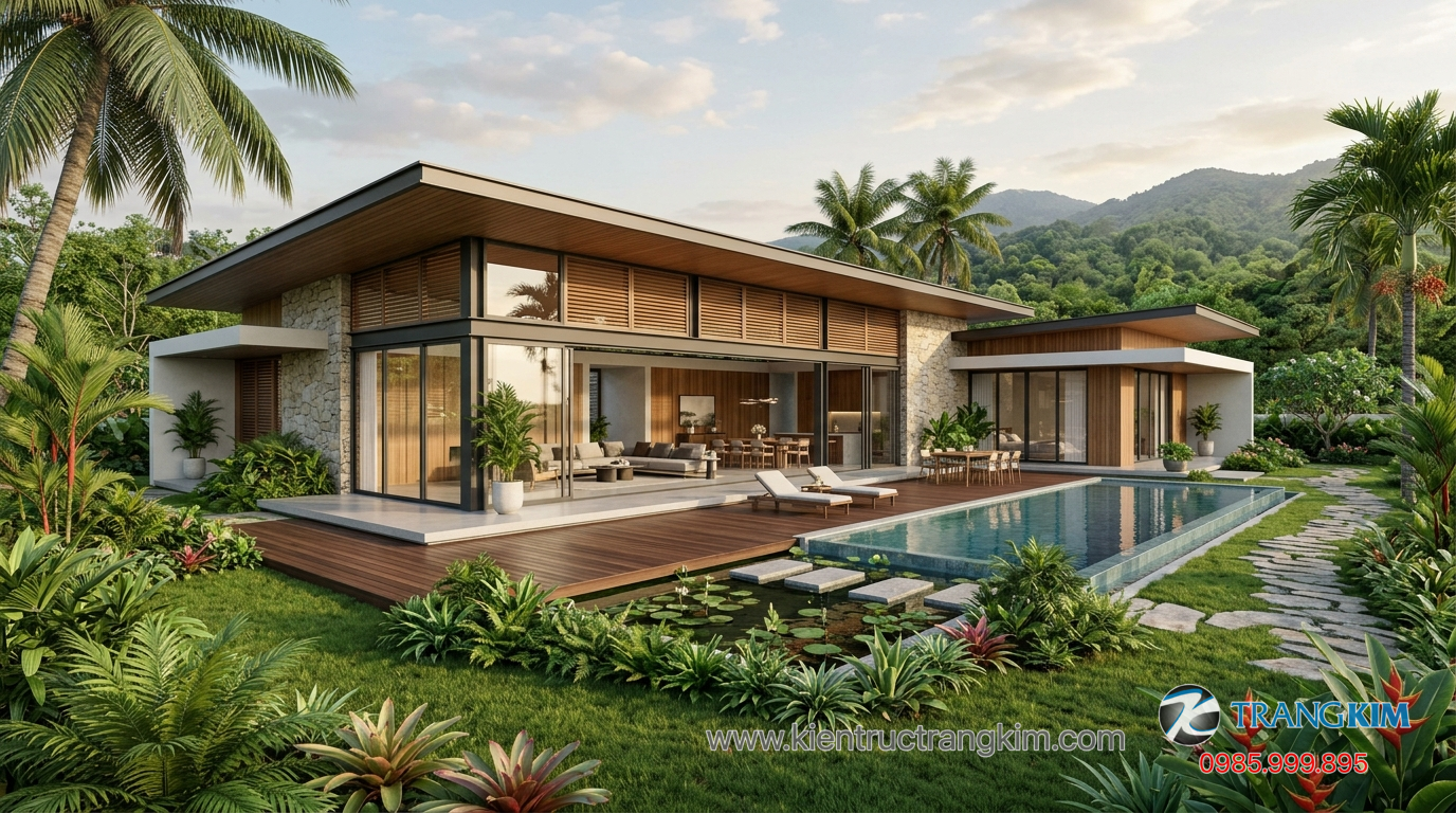 Định hướng lâu dài cho không gian sống bền vững 1 Ảnh minh hoạ: Không gian biệt thự vườn 1 tầng rộng rãi với sân vườn xanh