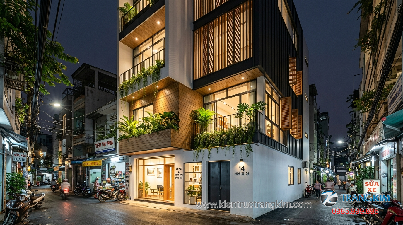 Giải pháp thông gió cho nhà nhiều tầng 1 Ảnh minh hoạ: Không gian mặt tiền nhà phố 4 tầng hiện đại