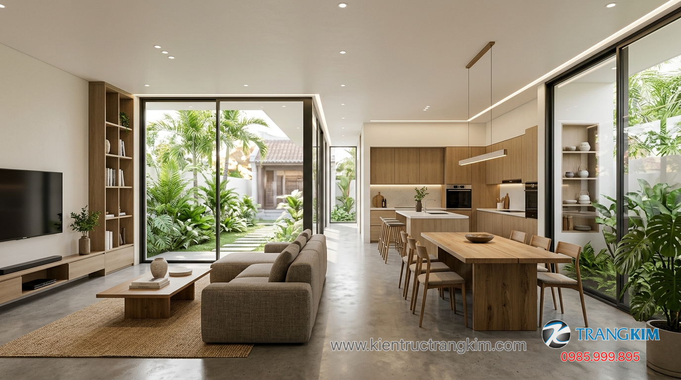 Ảnh minh hoạ: Không gian nội thất biệt thự mini trệt hiện đại, thoáng đãng