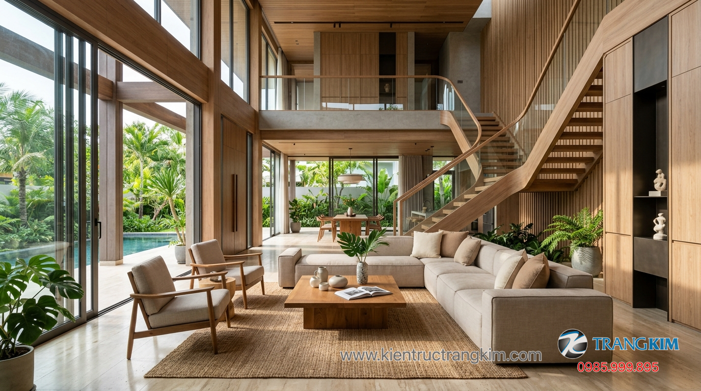 Ảnh minh hoạ: Không gian nội thất biệt thự với thiết kế hài hòa giữa kiến trúc và nội thất