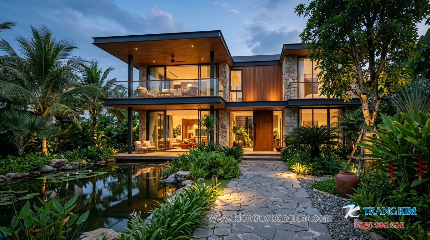 Ảnh minh hoạ: Không gian sống biệt thự vườn 2 tầng thực tế