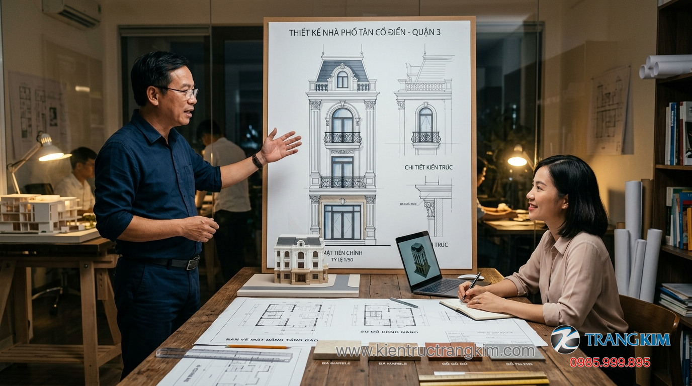 Ảnh minh hoạ: Kiến trúc sư tư vấn phương án thiết kế nhà tân cổ điển