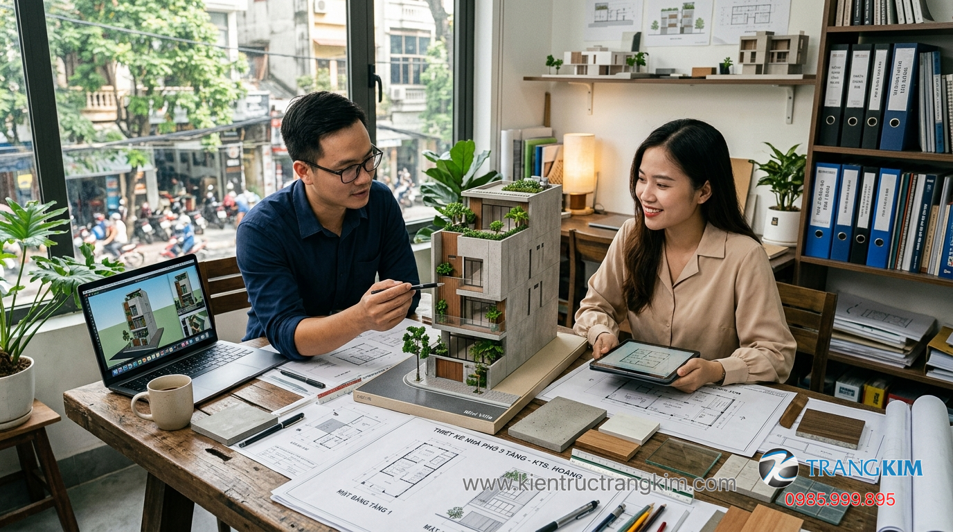 Lợi ích khi làm việc với đơn vị chuyên nghiệp 1 Ảnh minh hoạ: Kiến trúc sư tư vấn thiết kế biệt thự mini 3 tầng