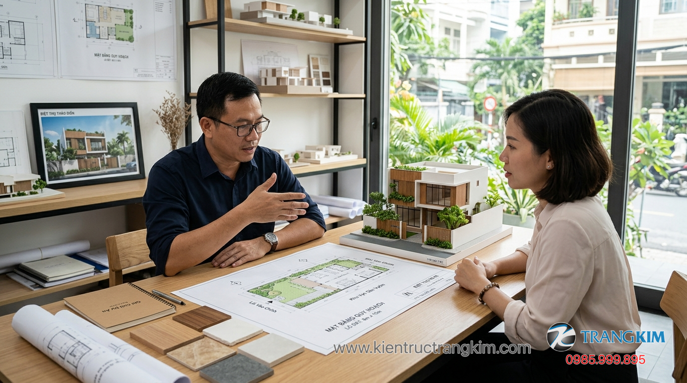 Ảnh minh hoạ: Kiến trúc sư tư vấn thiết kế biệt thự mini theo kích thước đất