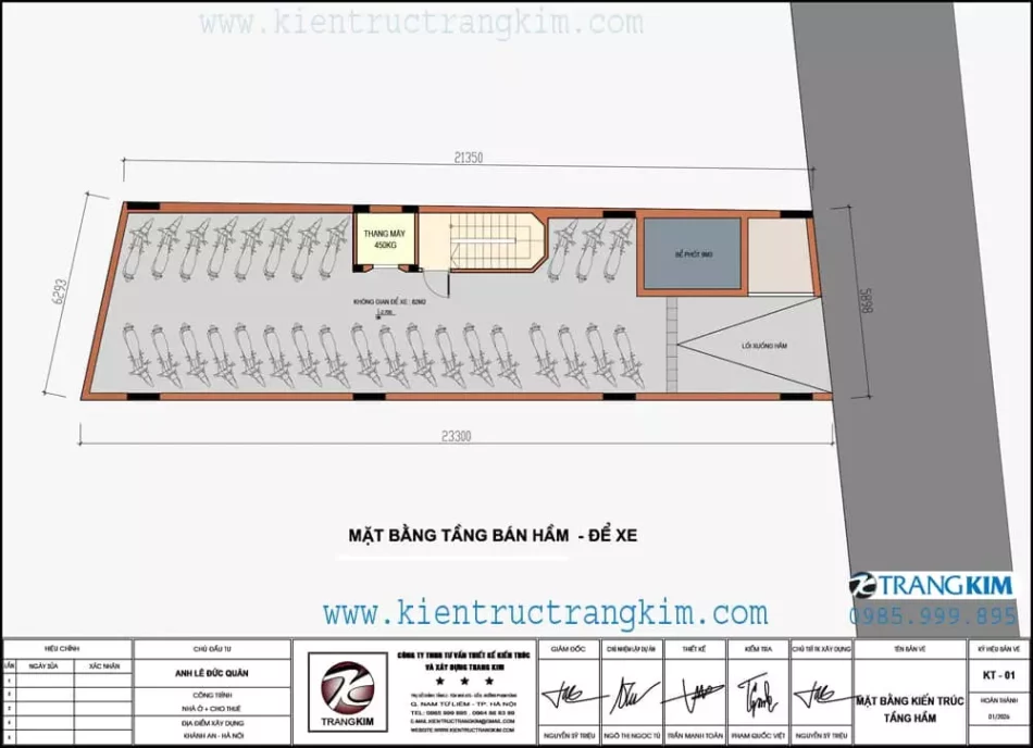 Mặt bằng kiến tầng bán hầm 1 Mặt bằng kiến tầng bán hầm 1