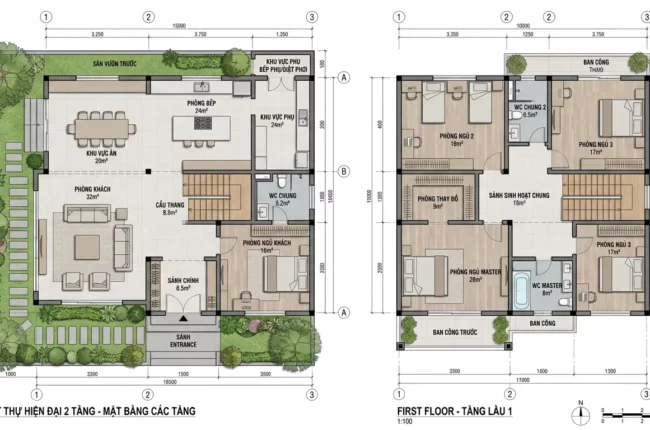 Mẫu nhà thiết kế biệt thự 2 tầng đáp ứng nhu cầu ở lâu dài
