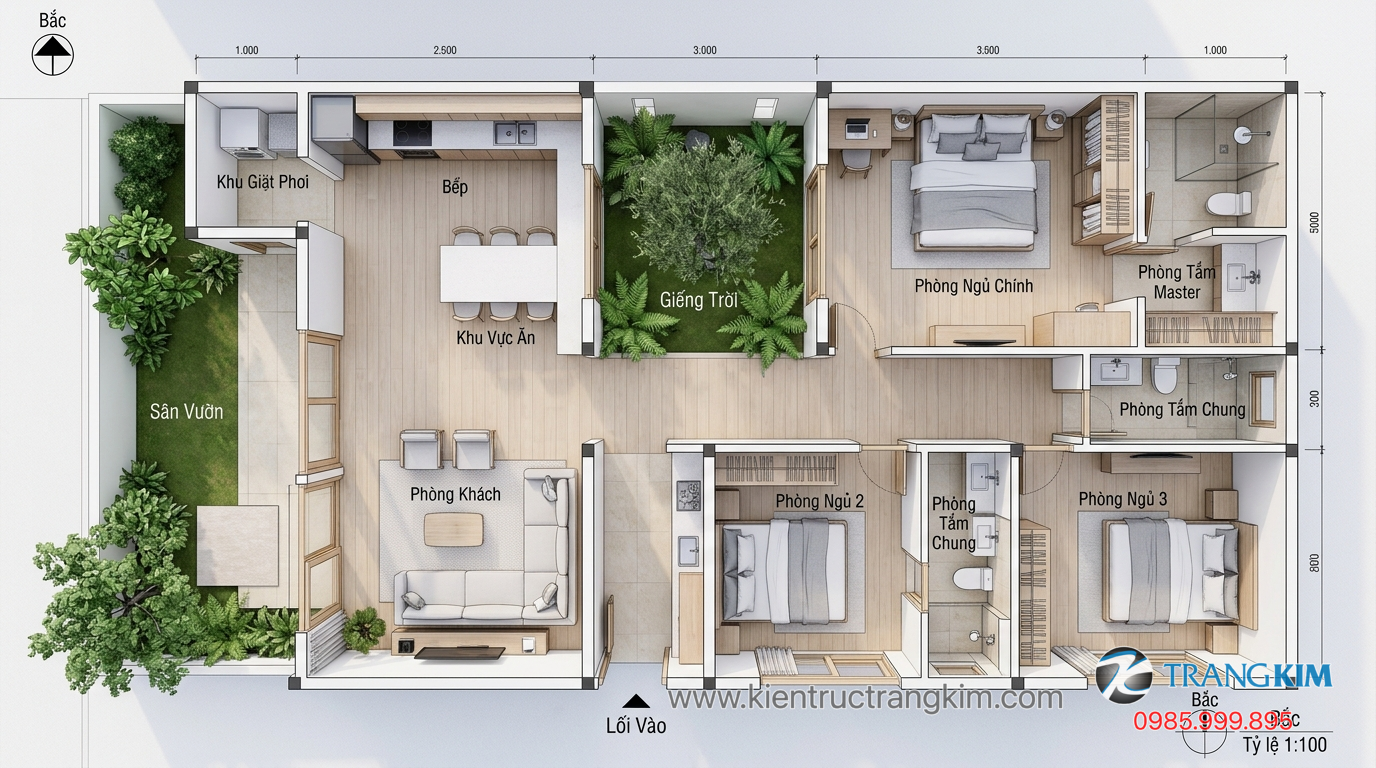 Ảnh minh hoạ: Mặt bằng biệt thự mini bố trí khoa học và tiện nghi