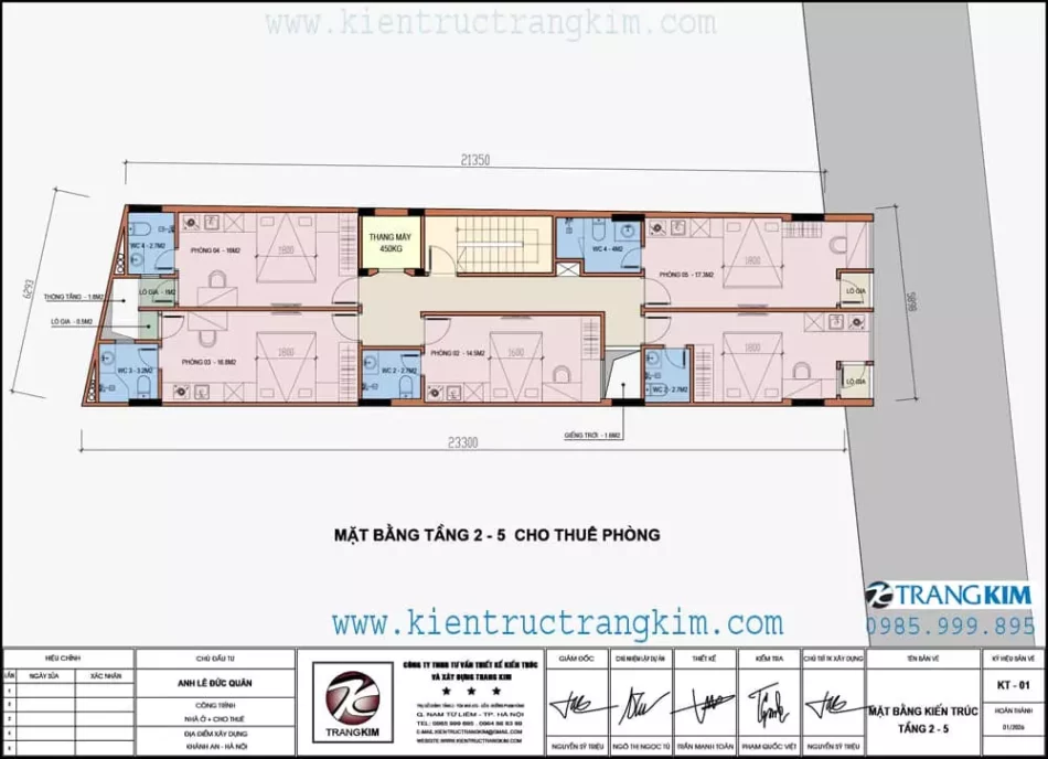 Mặt bằng thiết kế tầng 2 đến tầng 5 1 Mặt bằng thiết kế tầng 2 đến tầng 5 1