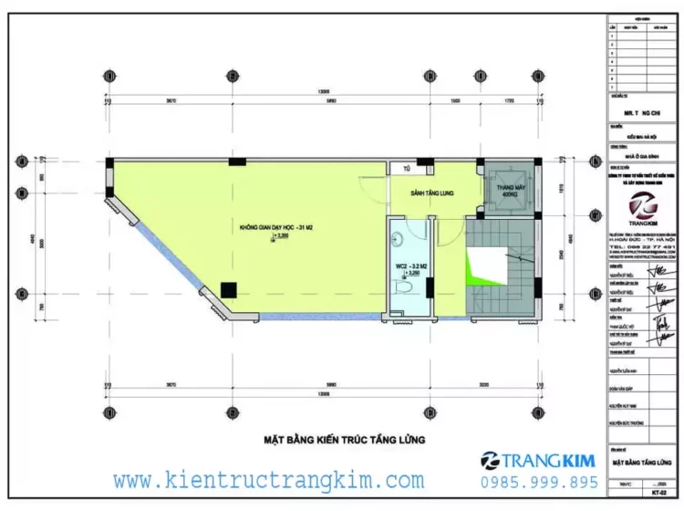 Mặt bằng thiết kế tầng lửng 1 Mặt bằng thiết kế tầng lửng 1