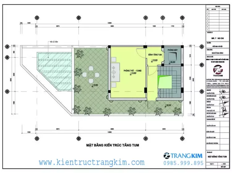 Mặt bằng thiết kế tầng tum 1 Mặt bằng thiết kế tầng tum 1