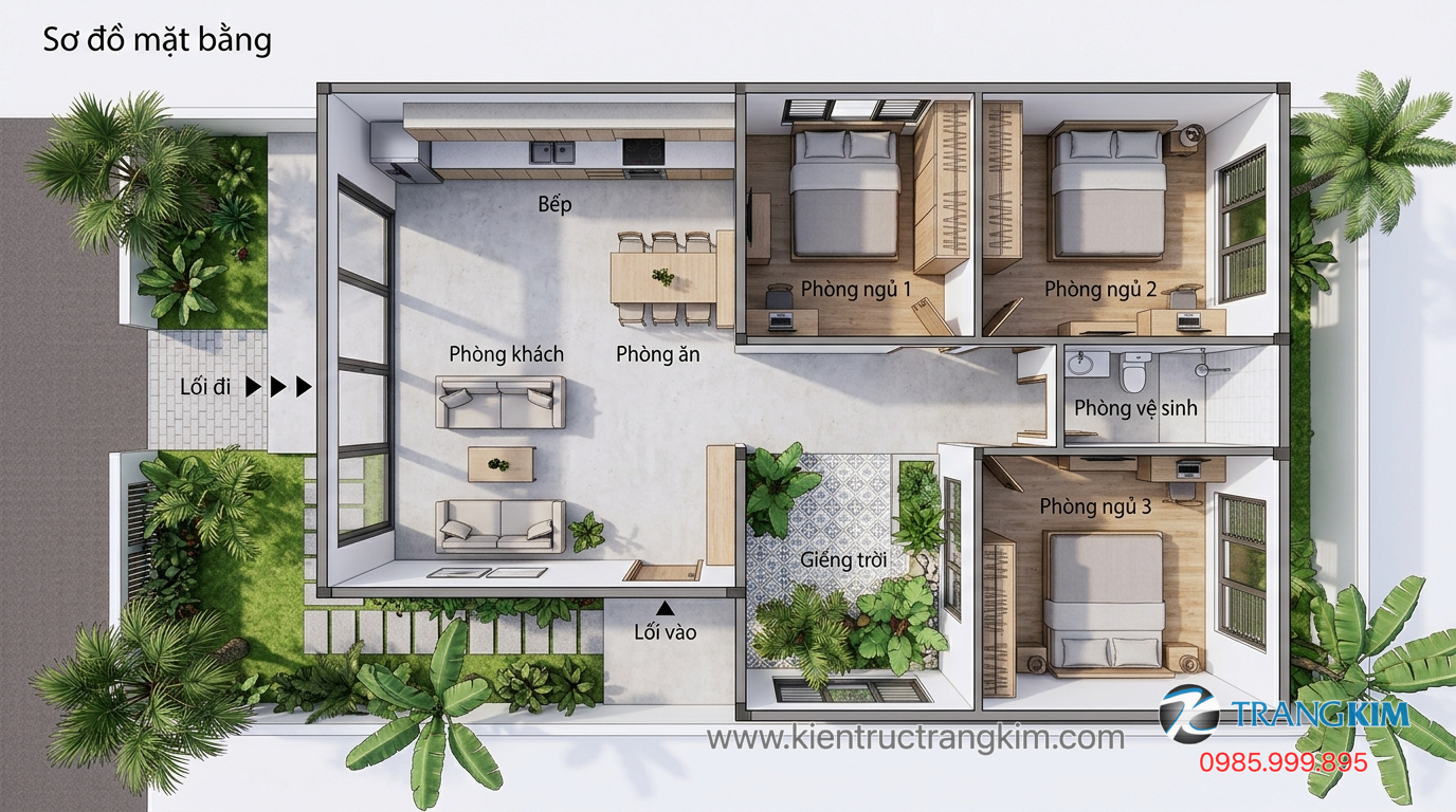 Giải pháp tối ưu công năng cho nhà ở diện tích nhỏ 1 Ảnh minh hoạ: Mặt bằng thiết kế biệt thự mini tối ưu không gian sinh hoạt