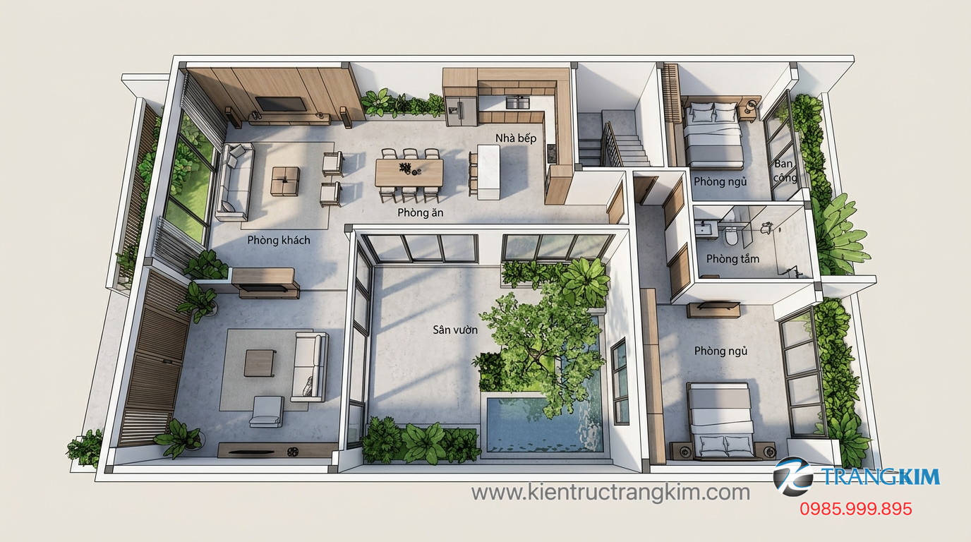 Lưu ý quan trọng trước khi thi công nhà chữ L 1 Ảnh minh hoạ: mặt bằng thiết kế nhà chữ L 2 tầng