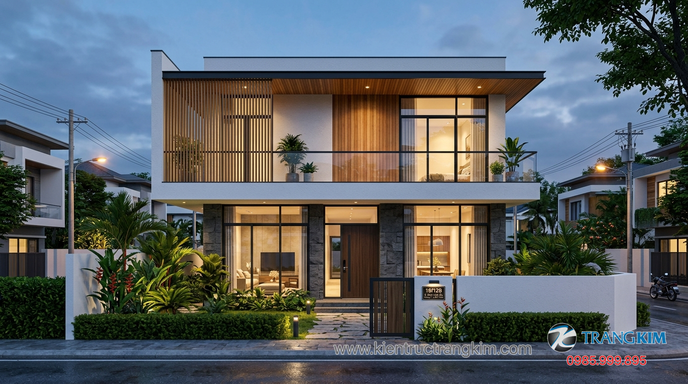 Giải pháp tối ưu ánh sáng và thông gió 1 Ảnh minh hoạ: mặt tiền biệt thự mini 2 tầng hiện đại