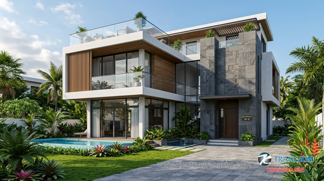 Ảnh minh hoạ: Mẫu biệt thự hiện đại được xây dựng giai đoạn 2020