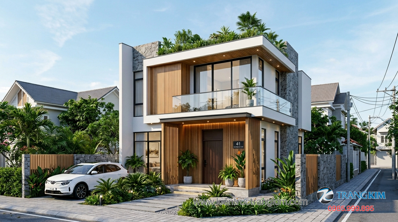 Ảnh minh hoạ: mẫu biệt thự mini 2 tầng đẹp phong cách hiện đại