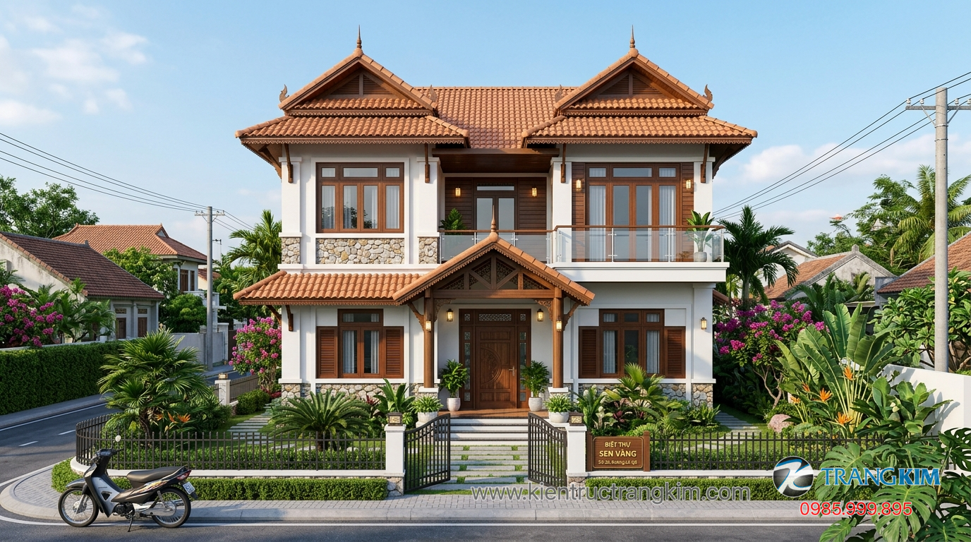 Ảnh minh hoạ: mẫu biệt thự mini 2 tầng mái Thái đẹp