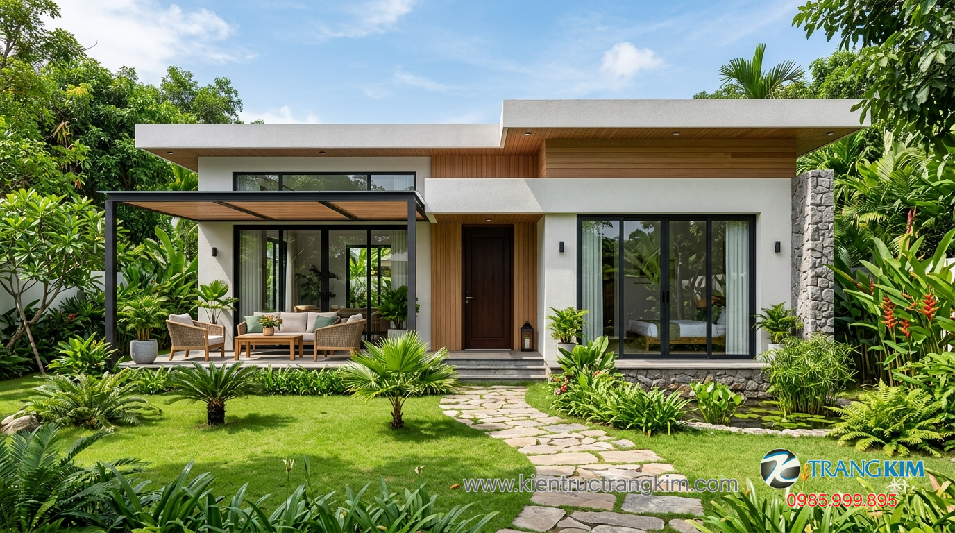 Ảnh minh hoạ: Mẫu biệt thự mini trệt 1 tầng hiện đại có sân vườn