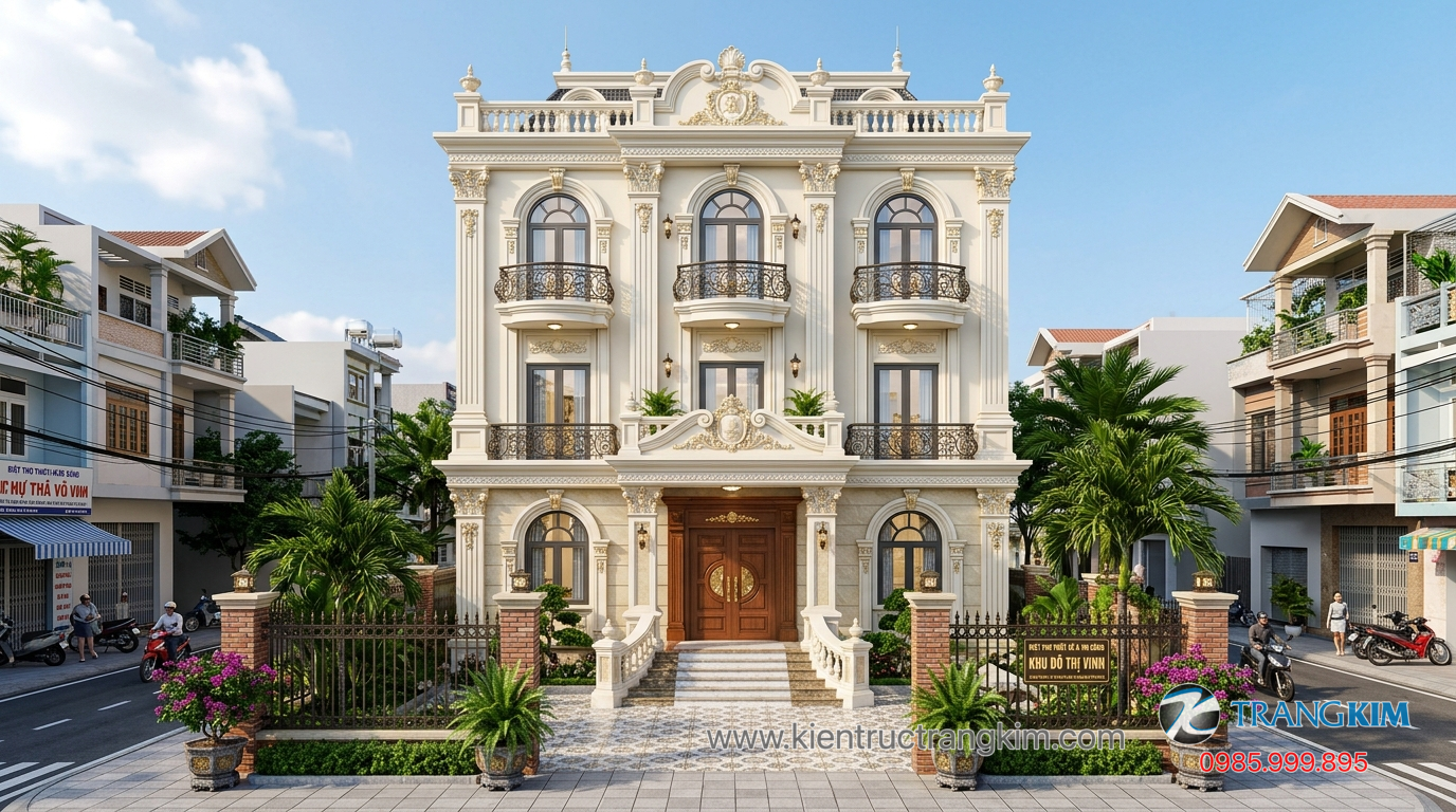 Mẫu biệt thự phố 3 tầng tân cổ điển sang trọng 1 Ảnh minh hoạ: Mẫu biệt thự phố 3 tầng tân cổ điển sang trọng