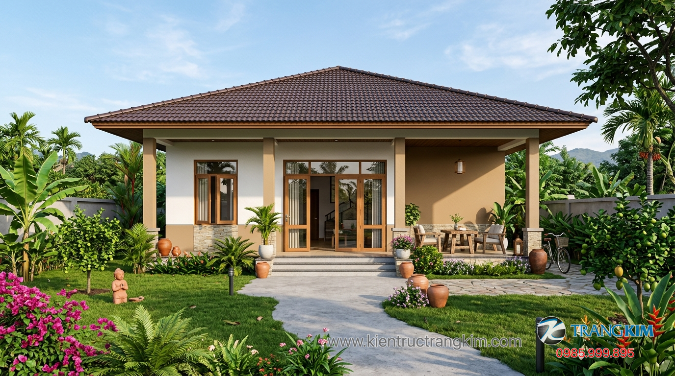 Ảnh minh hoạ: Mẫu biệt thự vườn cấp 4 nông thôn hoàn thiện thực tế