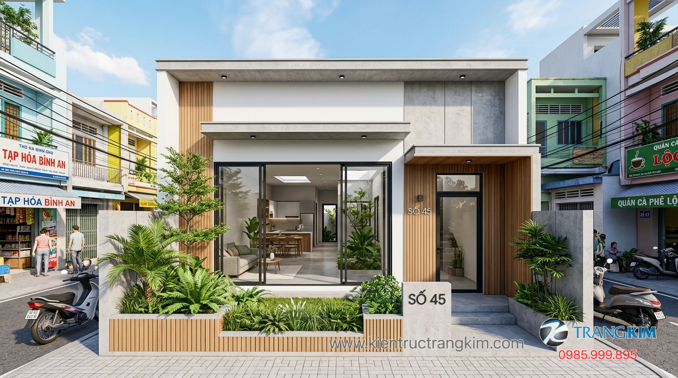 Ảnh minh hoạ: Mẫu nhà 1 tầng 5x15m hiện đại cho nhà phố nhỏ