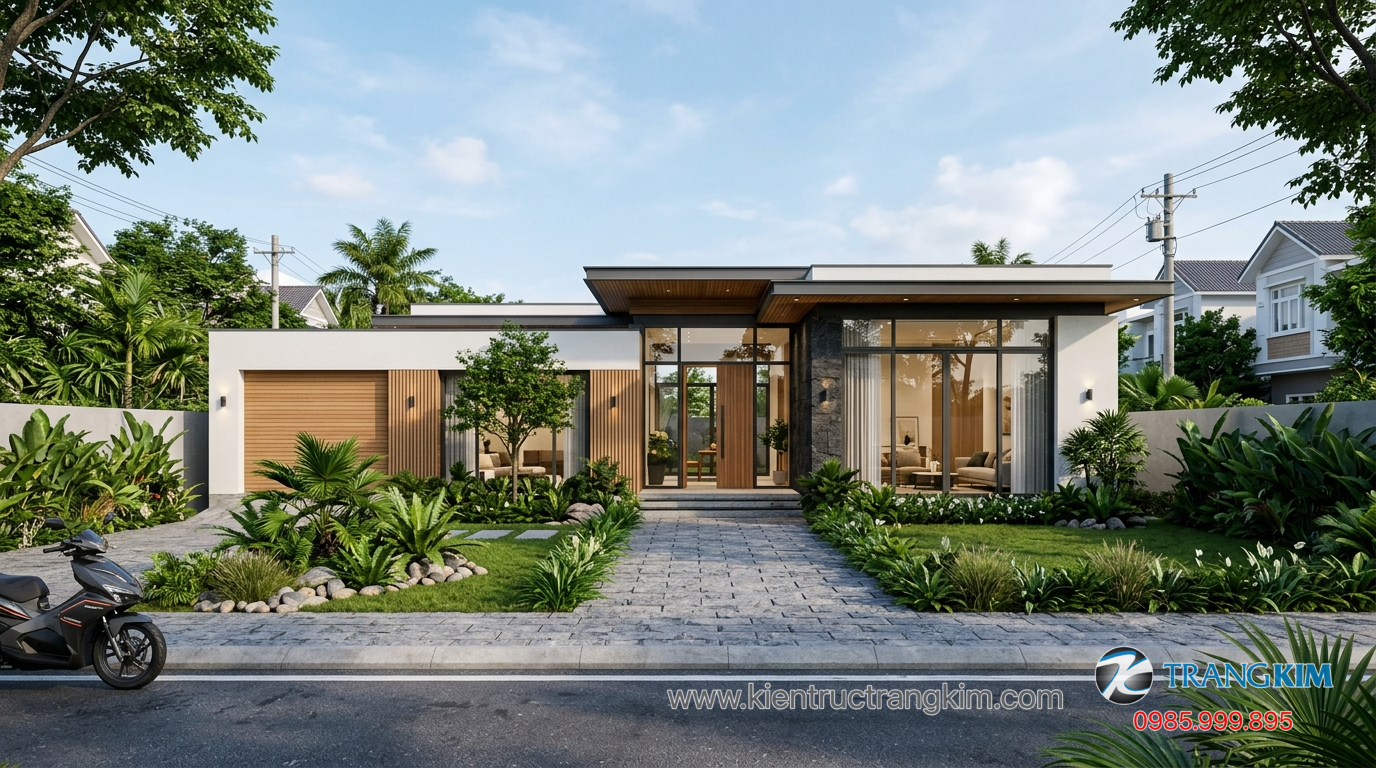 Ảnh minh hoạ: Mẫu nhà 1 tầng hiện đại