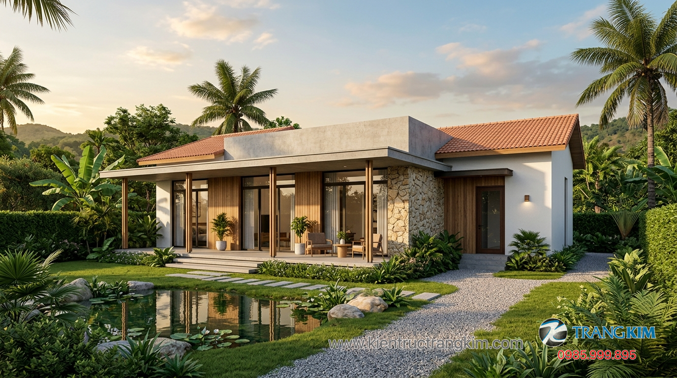 Ảnh minh hoạ: Mẫu nhà biệt thự vườn cấp 4 nông thôn thiết kế tối giản