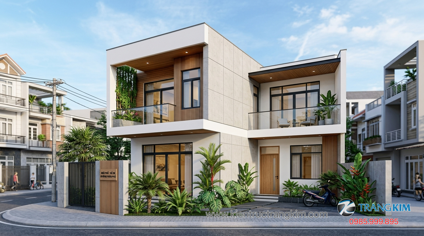 Tối ưu chi phí xây dựng so với nhà 3 tầng hoặc biệt thự 1 Ảnh minh hoạ: mẫu nhà đẹp 2 tầng 100m2 phong cách hiện đại