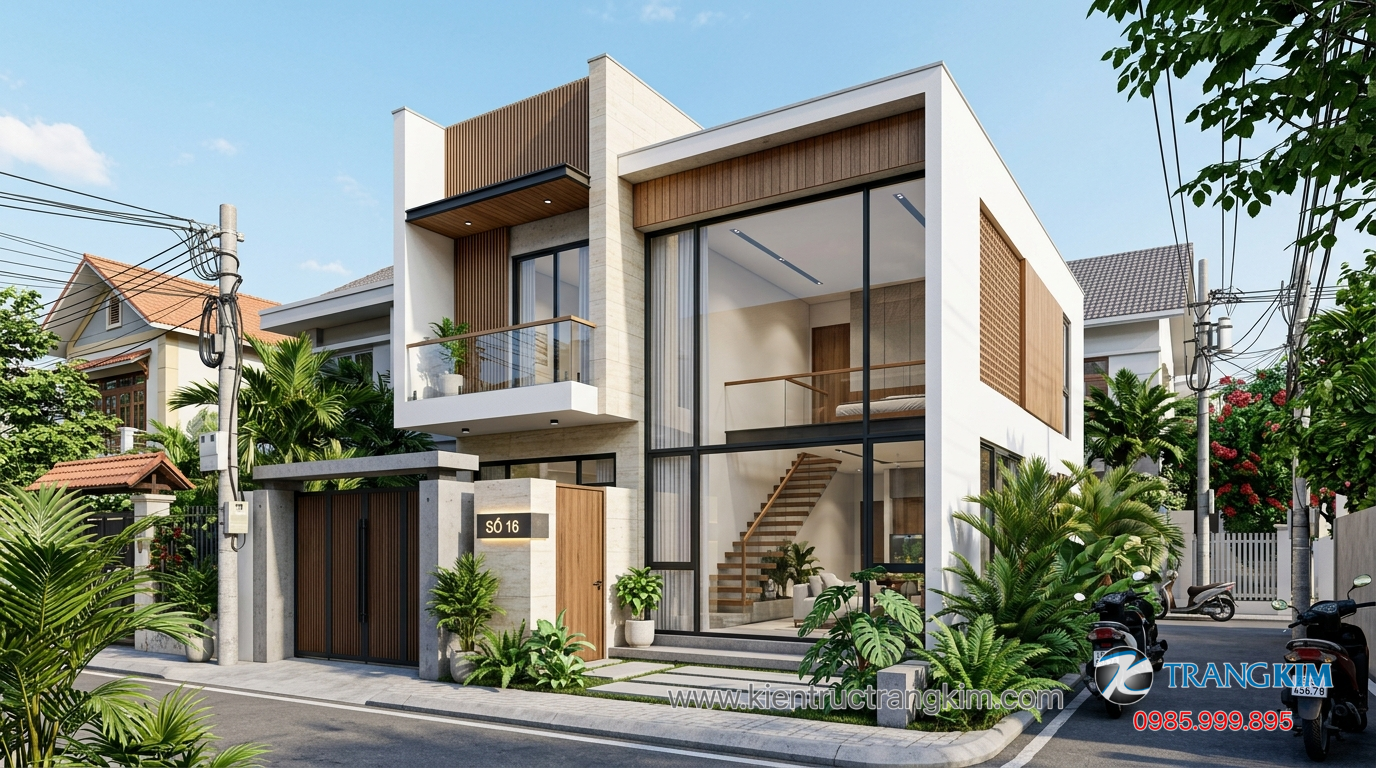 Vật liệu xây dựng và mức độ hoàn thiện 1 Ảnh minh hoạ: Mẫu nhà gác lửng 2 phòng ngủ hiện đại