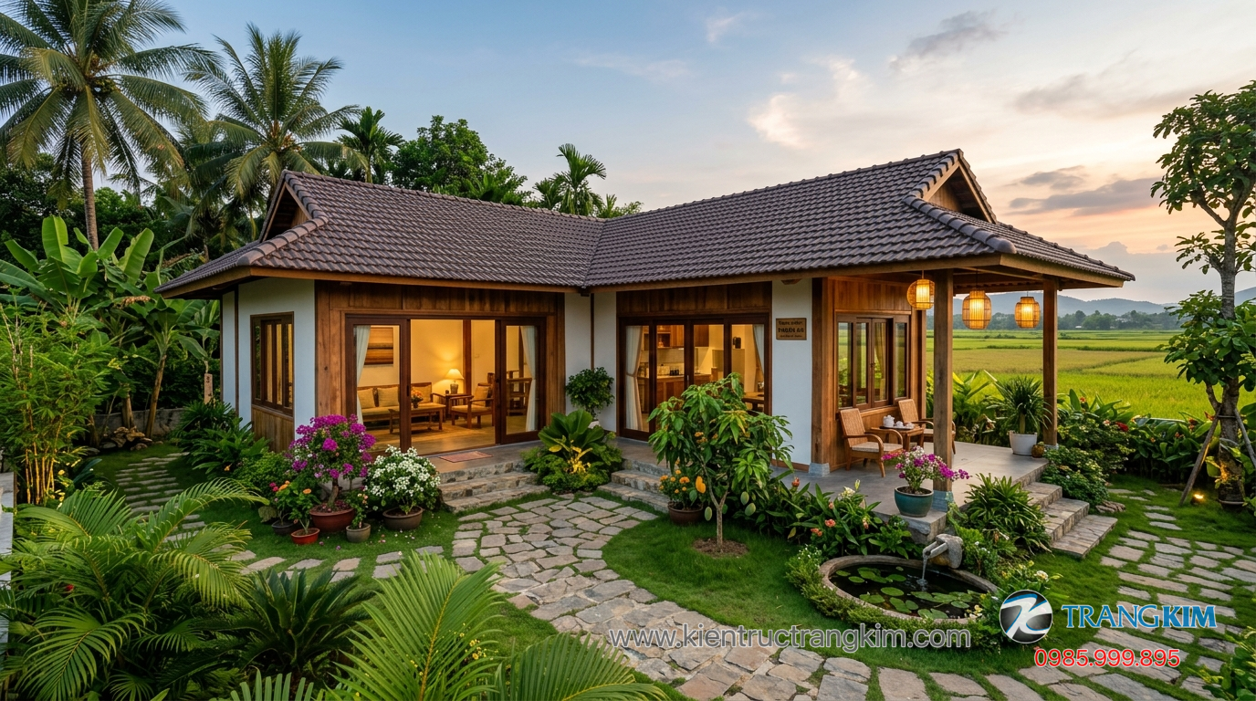 Ảnh minh hoạ: mẫu nhà nông thôn đẹp có sân vườn