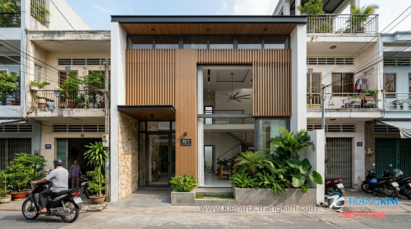 Những đặc điểm kiến trúc phổ biến của nhà ống hiện đại 1 Ảnh minh hoạ: mẫu nhà ống 1 tầng hiện đại mặt tiền đẹp