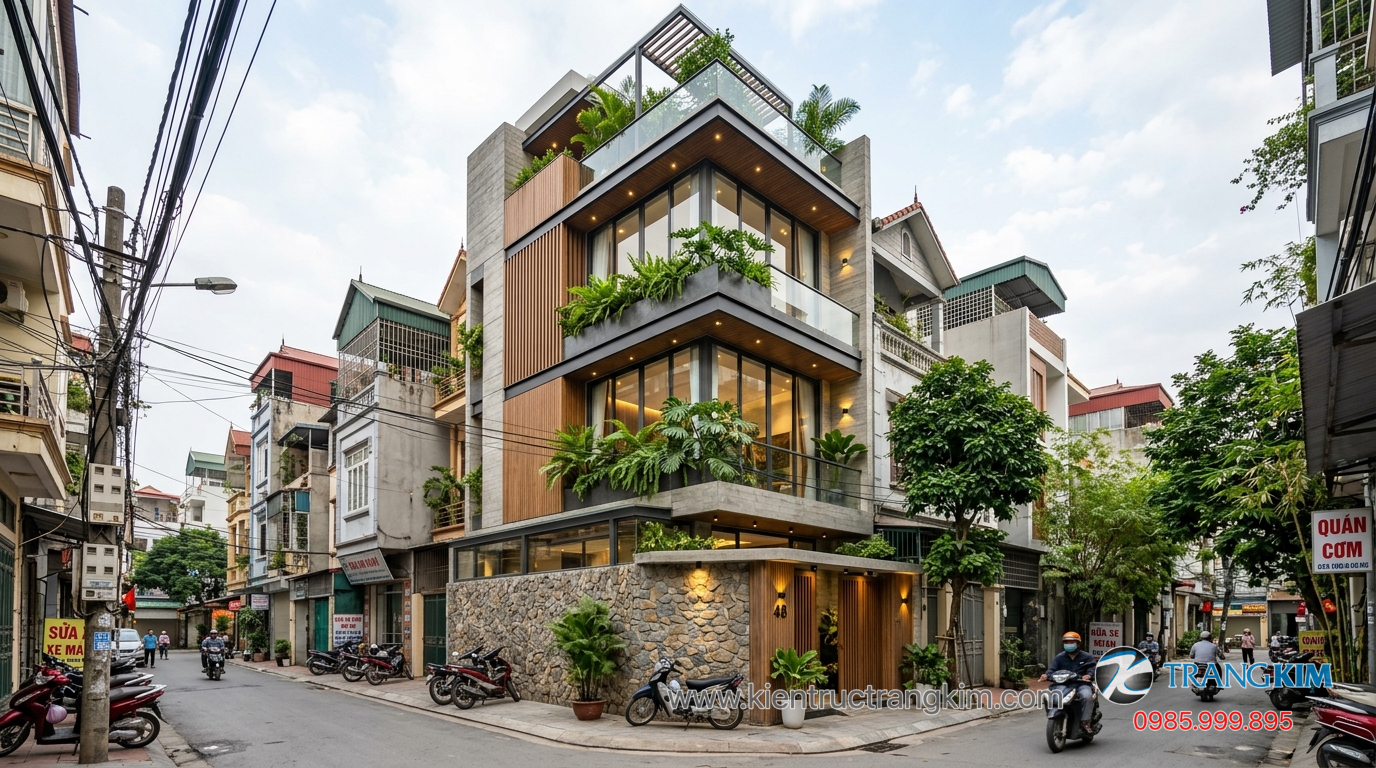 Kết hợp vật liệu tạo điểm nhấn kiến trúc 1