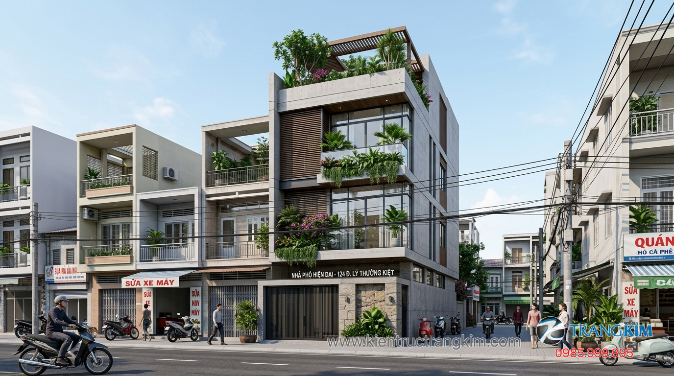 Mẫu nhà 5x20 phong cách tân cổ điển 1