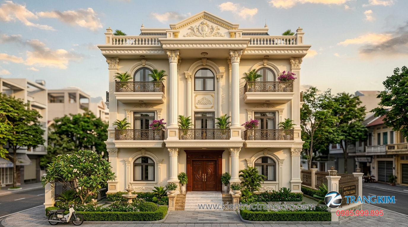 Ảnh minh hoạ: mẫu nhà tân cổ điển 3 tầng sang trọng