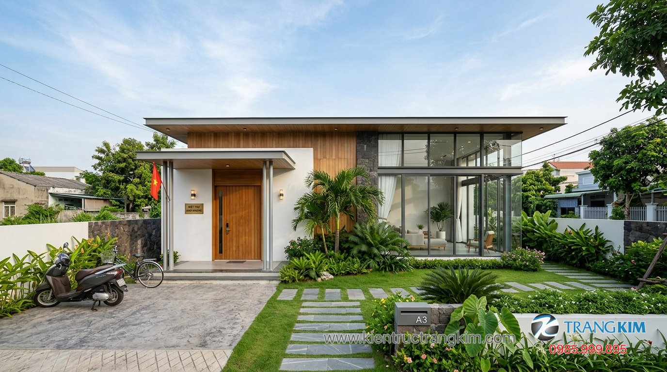 Ảnh minh hoạ: nhà 1 tầng 3 phòng ngủ thiết kế hiện đại