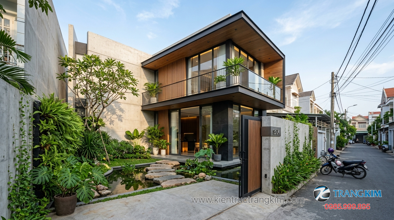 Ảnh minh hoạ: Nhà 2 tầng hiện đại với mặt tiền đẹp và không gian xanh