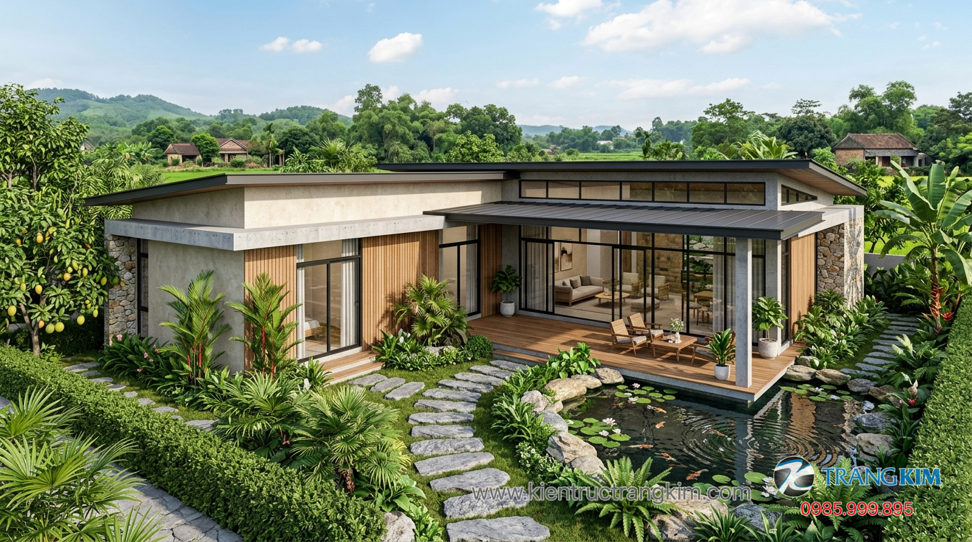 Lời khuyên từ kiến trúc sư khi xây nhà 1 tầng 1 Ảnh minh hoạ: Nhà cấp 4 hiện đại kết hợp sân vườn tại khu vực nông thôn