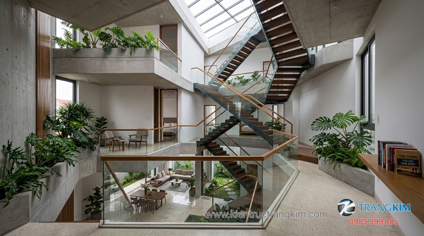 Nhà lệch tầng dạng cầu thang giữa nhà 1