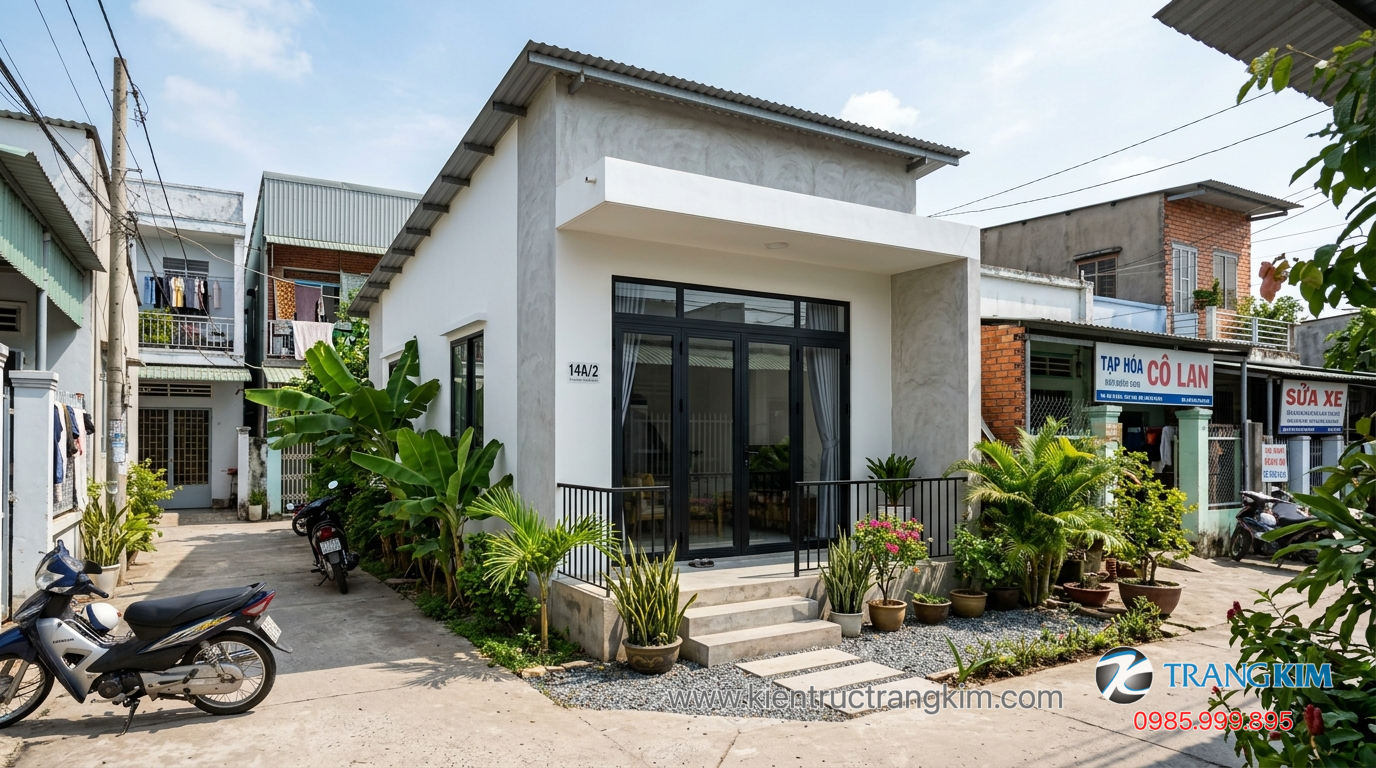 Giải pháp xây nhà tiết kiệm chi phí hiệu quả 1 Ảnh minh hoạ: Nhà nhỏ thiết kế tối giản chi phí xây dựng thấp