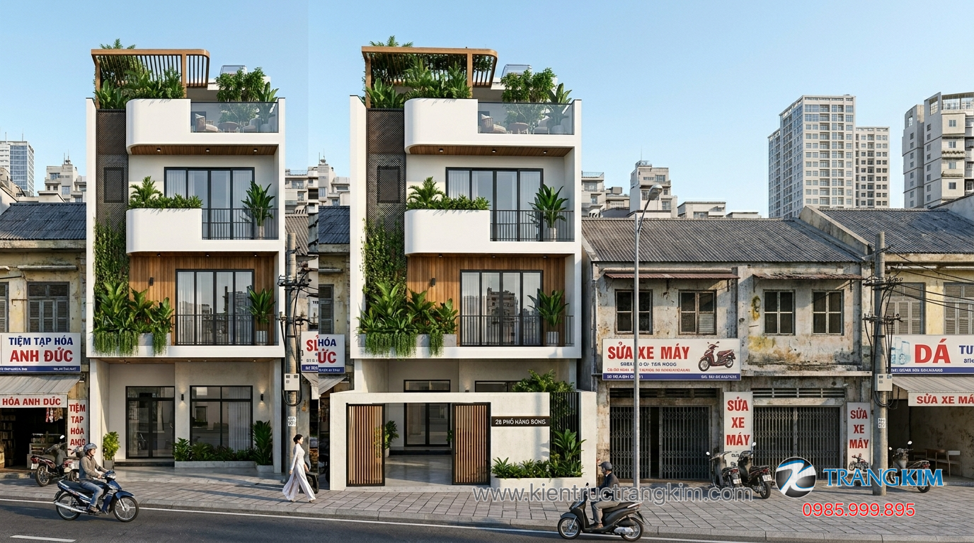 Nhà 3 tầng có sân thượng 1 Ảnh minh hoạ: nhà phố 3 tầng hiện đại có sân thượng